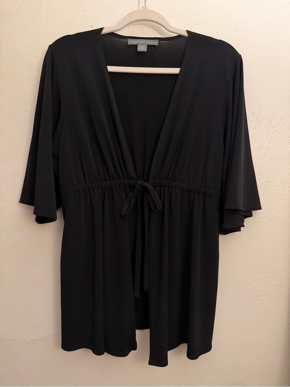 Josephine Chaus Black Open-Front Tie-Waist Shrug Cover size Medium